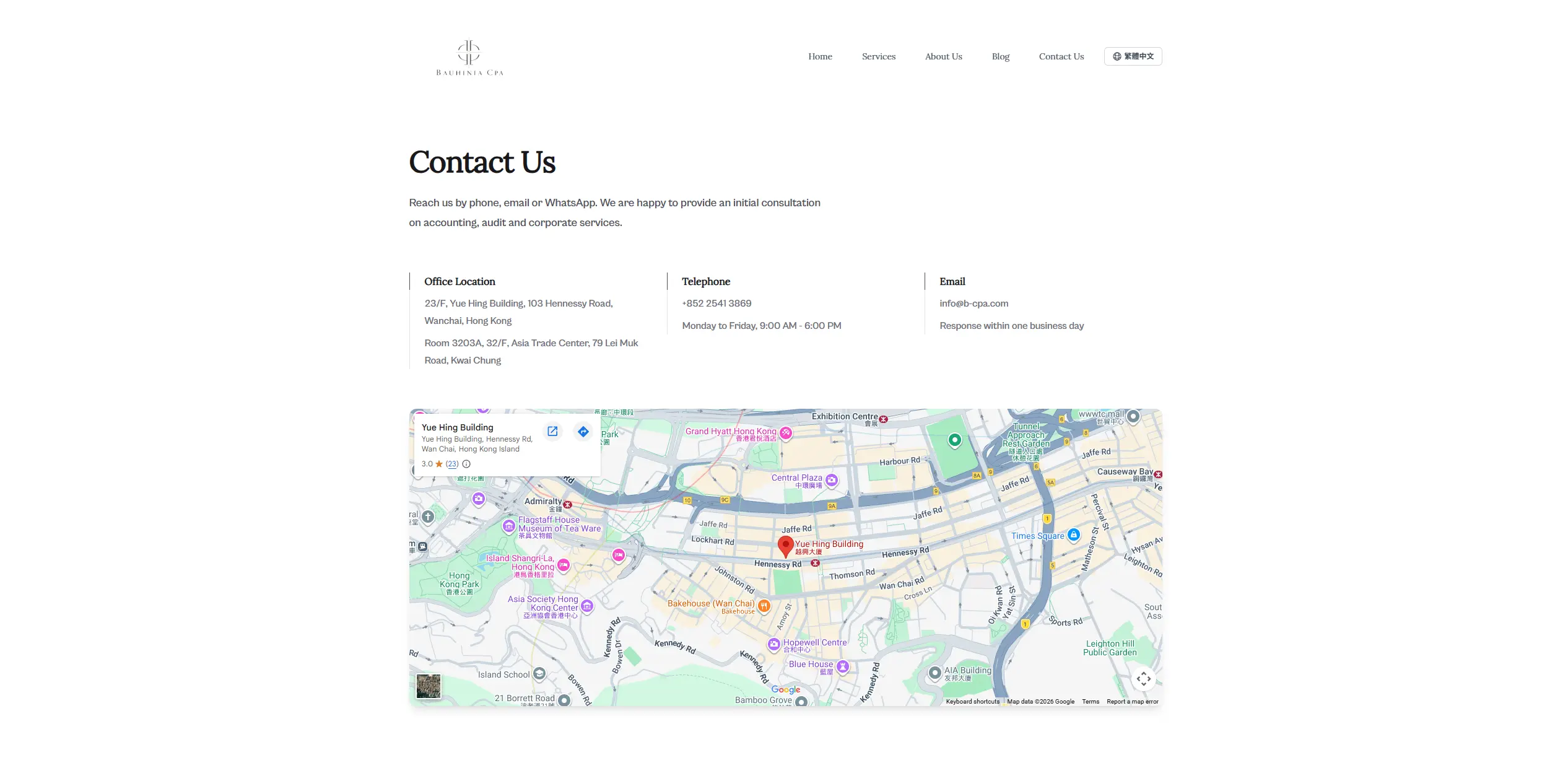 A clean, high-trust contact flow tailored for corporate inquiries. (/hk#contact)